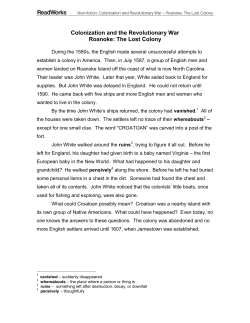 Colonization and the Revolutionary War Roanoke: The Lost Colony