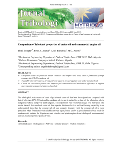 Comparison of lubricant properties of castor oil