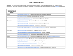 Grade 7 Resource List (2016) Purpose:​ааThis document provides