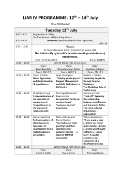 LIAR IV PROGRAMME. 12th &ndash; 14th July