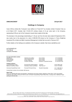 28 April 2017 Holdings in Company