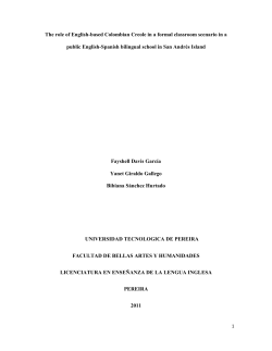 The role of English-based Colombian Creole in a formal classroom