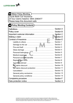 Lloyds Bank Car Insurance 24 hour claims helpline: 0844 2090477