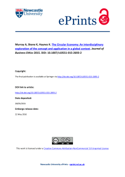 The Circular Economy: An interdisciplinary exploration of the