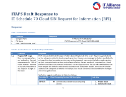 ITAPS Draft Response to IT Schedule 70 Cloud SIN Reque raft