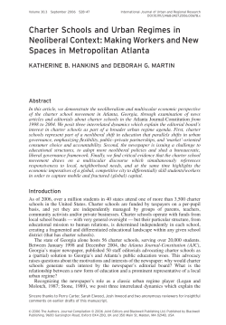Charter Schools and Urban Regimes in Neoliberal