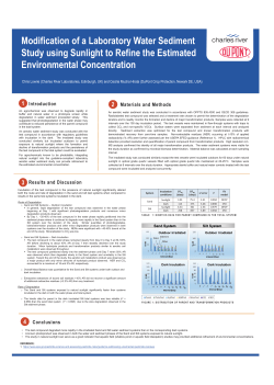 Outdoor Water Sediment Study &ndash; Adding Effects of Sunlight to