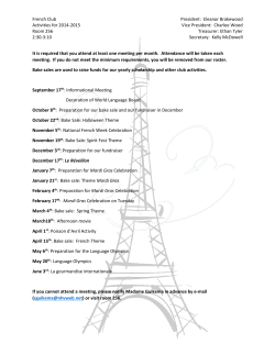 French Club President: Eleanor Brakewood Activities for 2014
