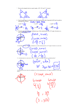 10. Determine the exact values for coordinates (x,y) of the terminal