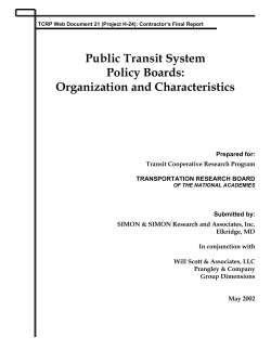 Public Transit System Policy Boards: Organization and Characteristics