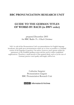 BBC PRONUNCIATION RESEARCH UNIT GUIDE TO THE