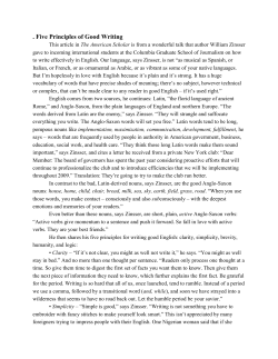 Five Principles of Good Writing