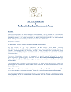 100 Year Anniversary of The Swedish Chamber of Commerce in