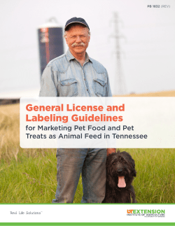 General License and Labeling Guidelines for Marketing Pet Food