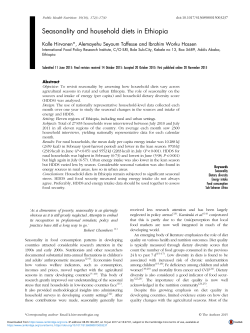 Seasonality and household diets in Ethiopia