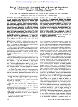 Protein C Deficiency in a Controlled Series of