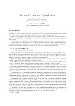 For a unified treatment of particle verbs