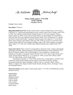 Stoney family papers, 1775-1949 SCHS 1209.00