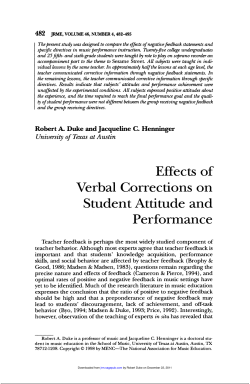 Effects of Verbal Corrections on Student Attitude and Performance