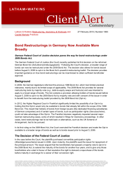 Bond Restructurings in Germany Now Available More Broadly