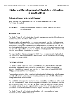 Historical Development of Coal Ash Utilisation in South Africa