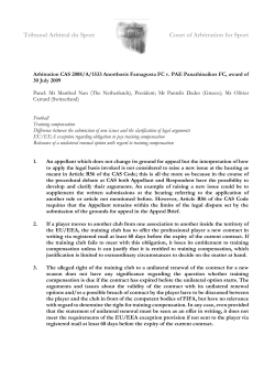 1533 - Jurisprudence - Court of Arbitration for Sport