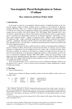 Non-templatic Plural Reduplication in Tohono O`odham