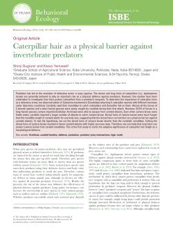 Caterpillar hair as a physical barrier against invertebrate predators