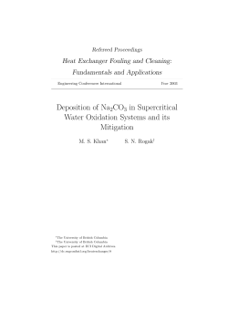 Deposition of Na2CO3 in Supercritical Water Oxidation Systems and