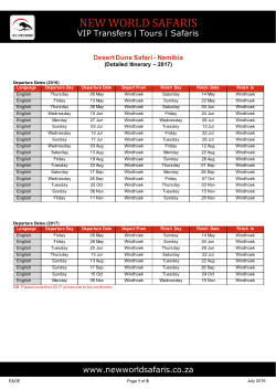 Detailed Itinerary - New World Safaris