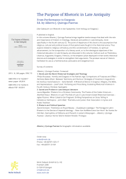 The Purpose of Rhetoric in Late Antiquity