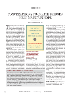 ConVersatIons to Create brIdges, heLP maIntaIn hoPe