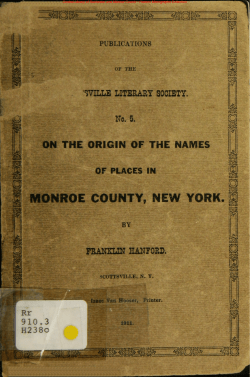 On the Origins of the Names of Places in Monroe County, New York