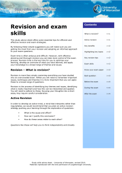 Revision and exam skills - University Of Worcester