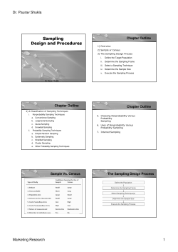 Sampling Design and Procedures Sampling Design