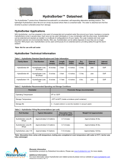 HydraSorber&trade; Datasheet