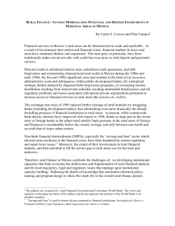 Rural Finance: Savings Mobilization Potential and Deposit