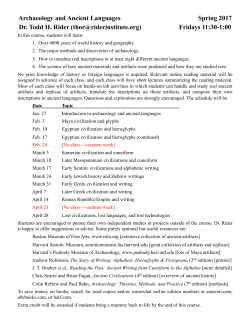 Archaeology and Ancient Languages Spring 2017