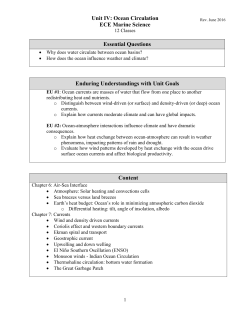 Unit IV: Ocean Circulation ECE Marine Science Essential Questions