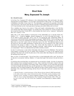 Short Note Mary, Espoused To Joseph