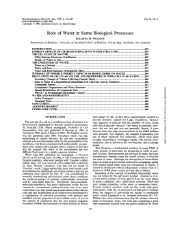 Role of Water in Some Biological Processes