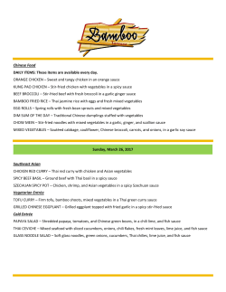 Chinese Food DAILY ITEMS: These items are available every day