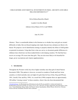 CHILD GENDER AND PARENTAL INVESTMENTS IN INDIA: ARE