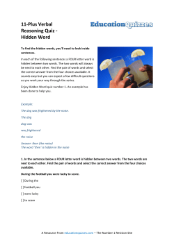 11-Plus Verbal Reasoning Quiz - Hidden Word
