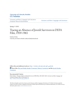 Tracing an Absence of Jewish Survivors in DEFA Film