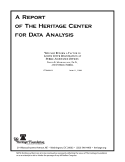 A Report of The Heritage Center for Data Analysis A Report of The