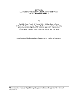 LIFT-OFF: LAUNCHING THE SCHOOL TURNAROUND PROCESS