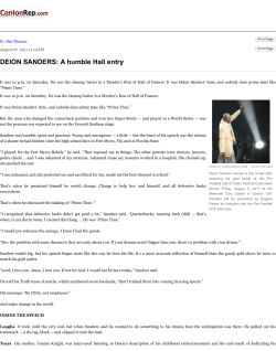 DEION SANDERS: A humble Hall entry