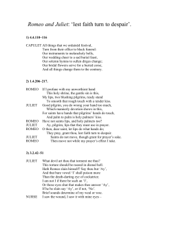 Romeo and Juliet: `lest faith turn to despair`