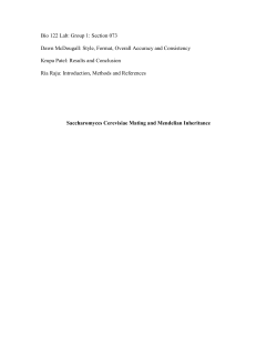 Saccharomyces Cerevisiae Mating and Mendelian